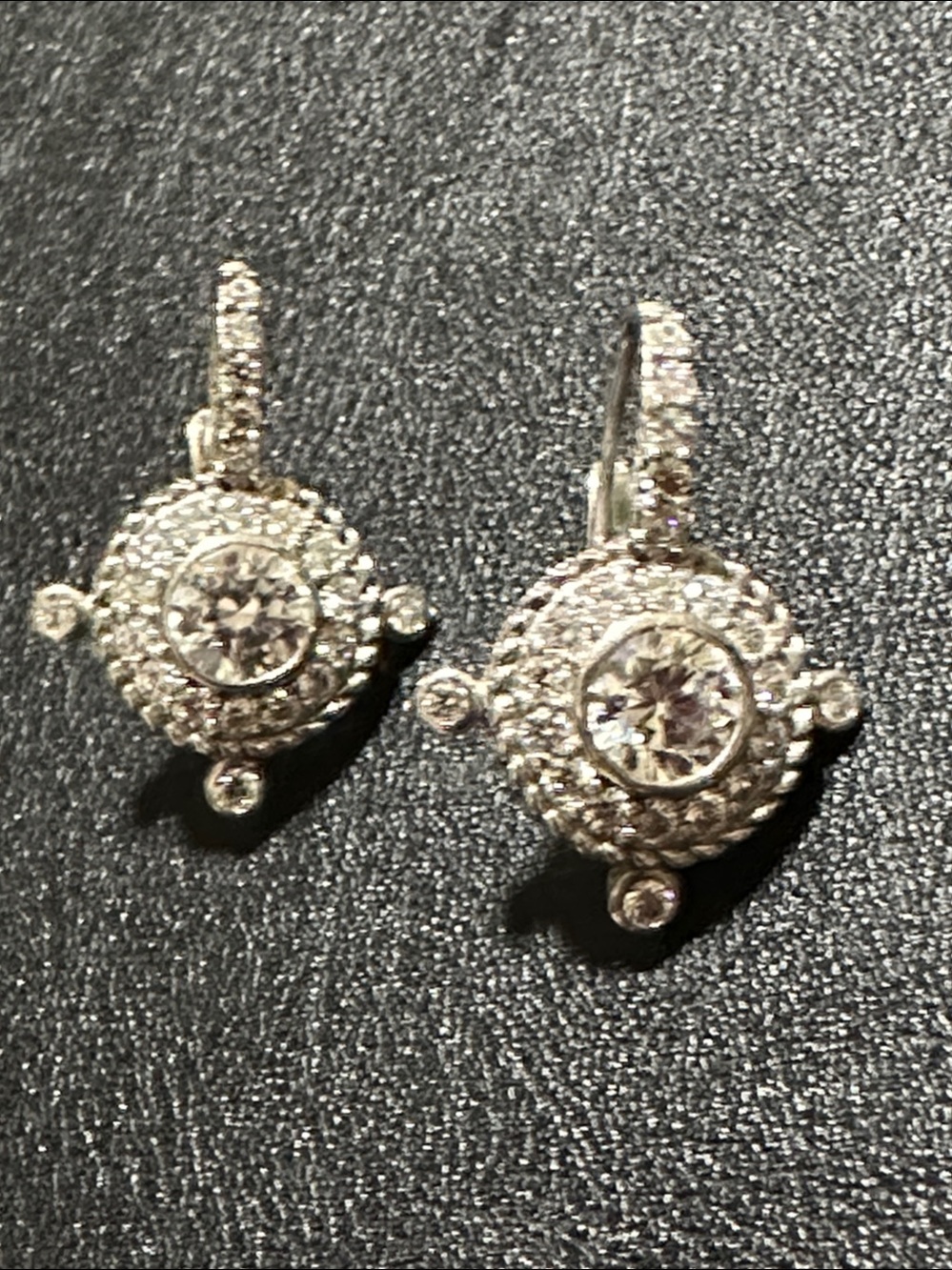 Judith Ripka Sterling 925 CZ Cluster Drop Earrings